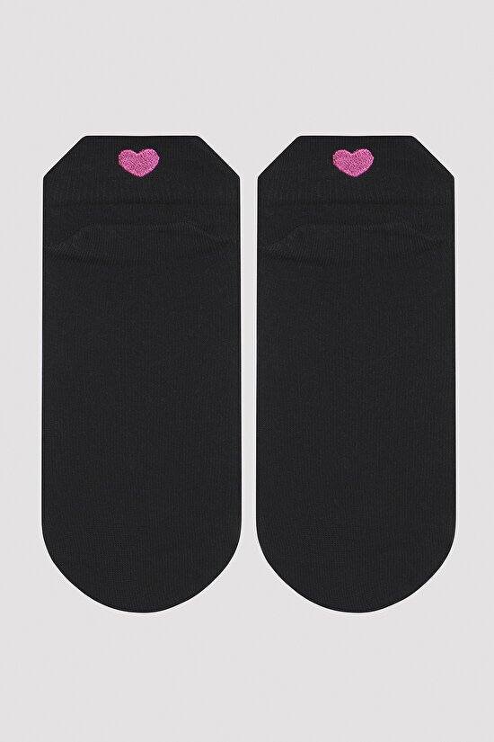Back Heart Baskılı 3 lü Soket Çorap - 3