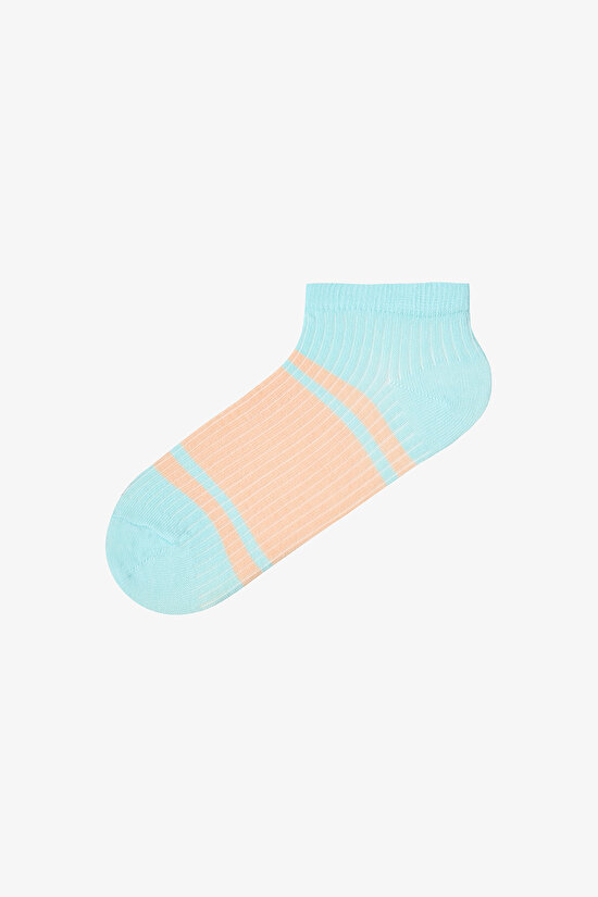 Pembe - Mint - Beyaz Colorful Block 5'li Patik Çorap - 3