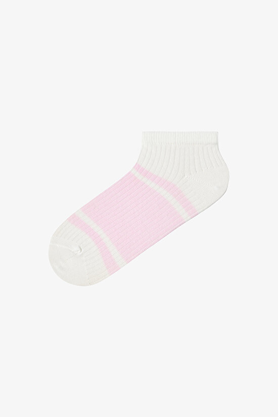 Pembe - Mint - Beyaz Colorful Block 5'li Patik Çorap - 5