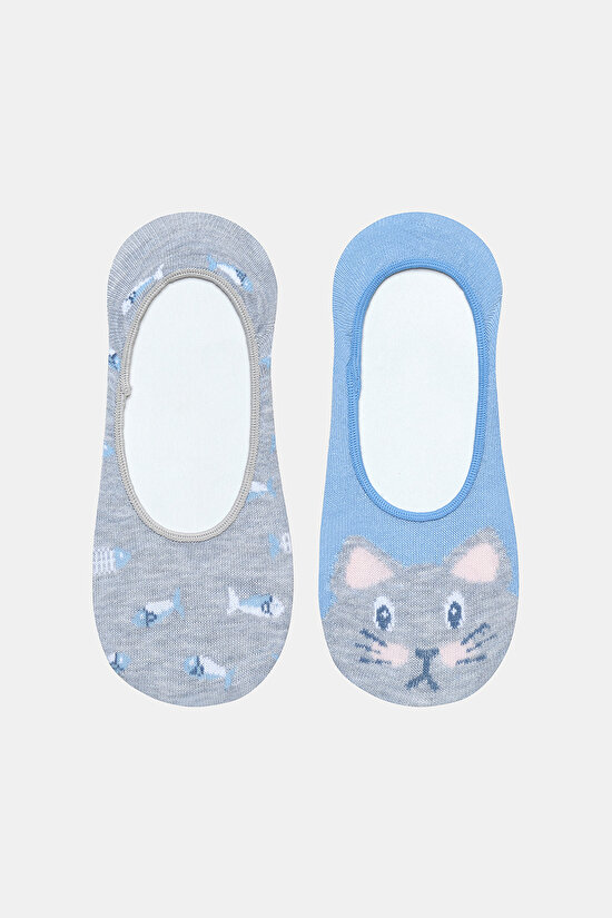 Sweet Cat Mavi 2li Babet Çorabı - 1