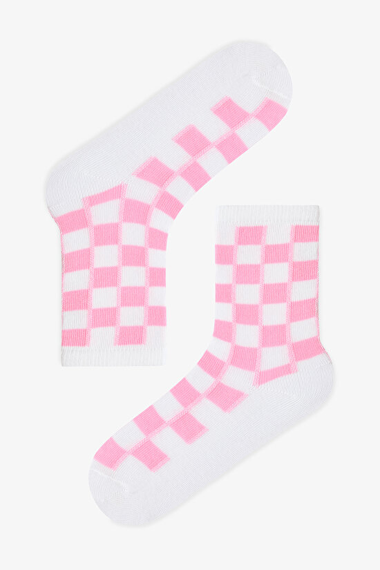 Renkli Kız Çocuk Bright Checkerd 3'lü Soket Çorap - 2