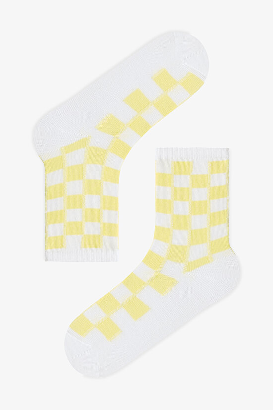Renkli Kız Çocuk Bright Checkerd 3'lü Soket Çorap - 3