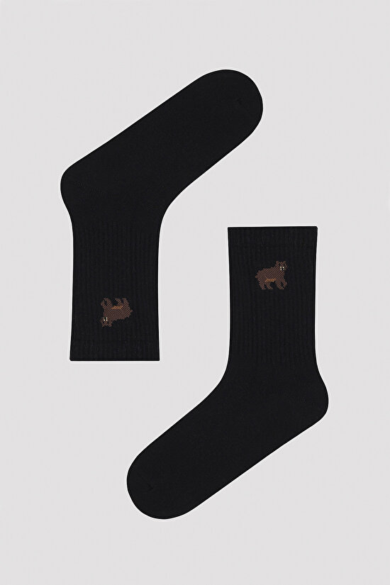 Bear Detailed Tennis 2in1 Socks - 3
