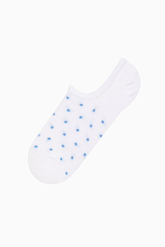 5 Çift Pamuklu Mavi Puantiye Desenli Burun Dikişsiz Sneaker Çorap - 3