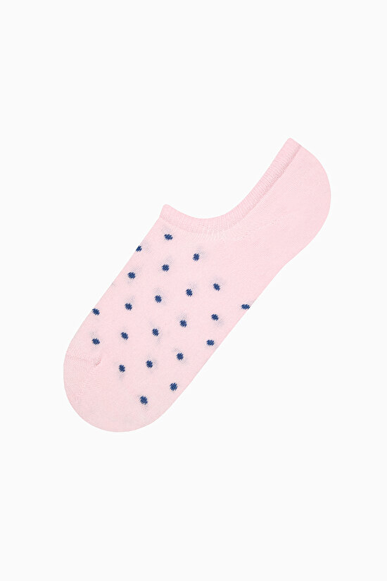 5 Çift Pamuklu Mavi Puantiye Desenli Burun Dikişsiz Sneaker Çorap - 4