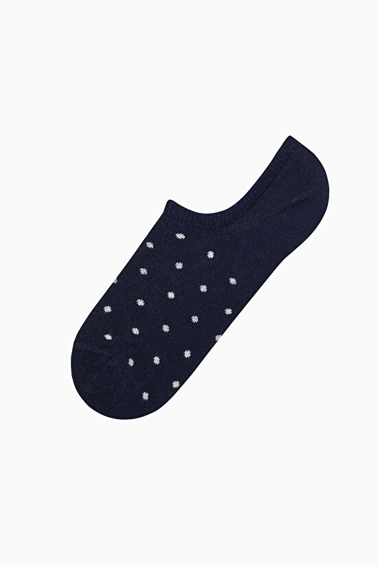 5 Çift Pamuklu Mavi Puantiye Desenli Burun Dikişsiz Sneaker Çorap - 5
