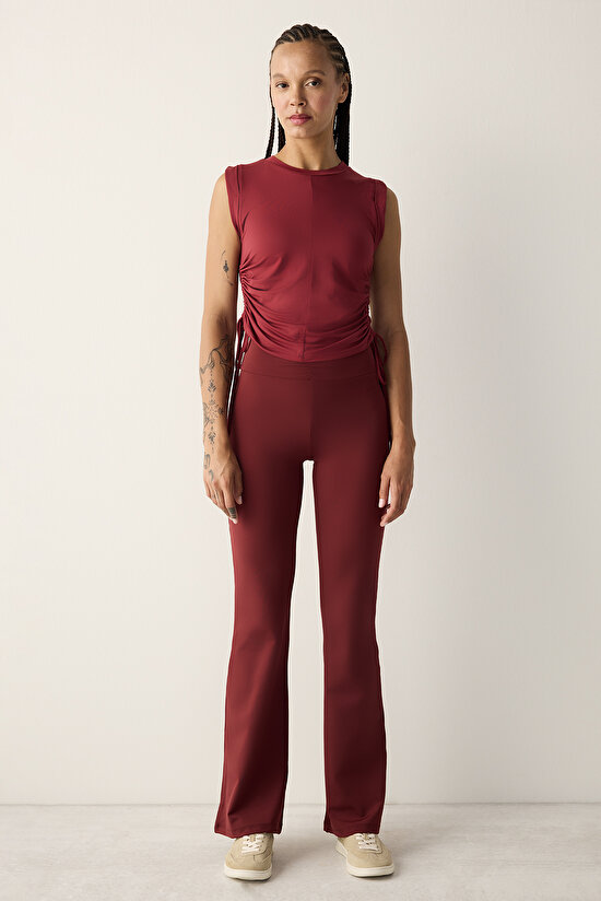 Bordo Büzgü Detay Kolsuz Üst - 3