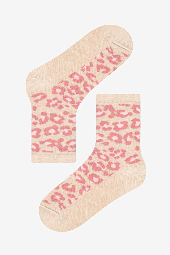 Kız Çocuk Leopar 4lü Çok Renkli Soket Çorap - 3