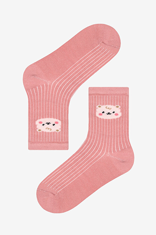 Kız Çocuk Leopar 4lü Çok Renkli Soket Çorap - 4