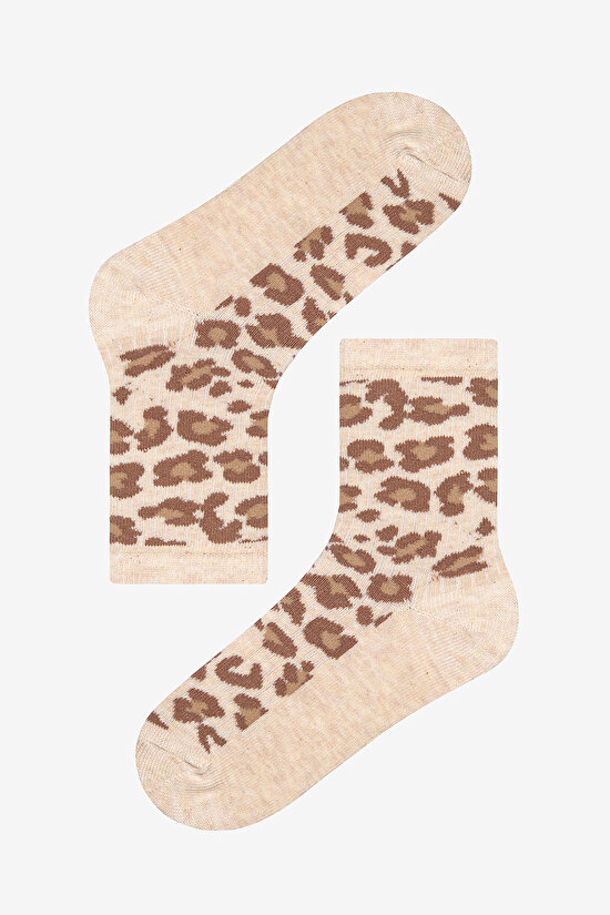 Kız Çocuk Leopar 4lü Çok Renkli Soket Çorap - 5