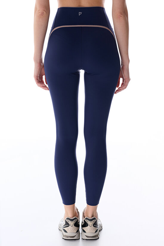 Navy Stretch360 Medium Support Contrast Detail High-Waisted Leggings - 6