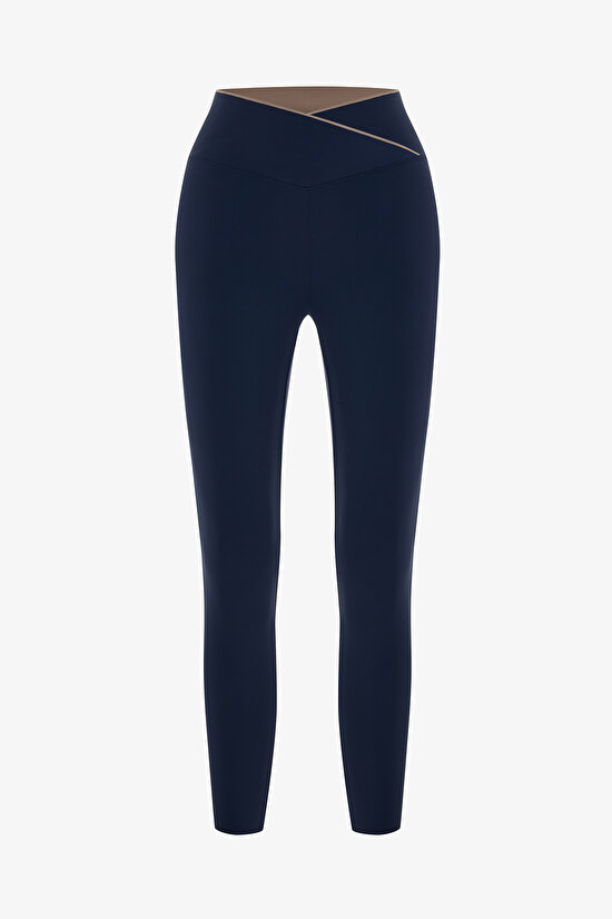 Navy Stretch360 Medium Support Contrast Detail High-Waisted Leggings - 7