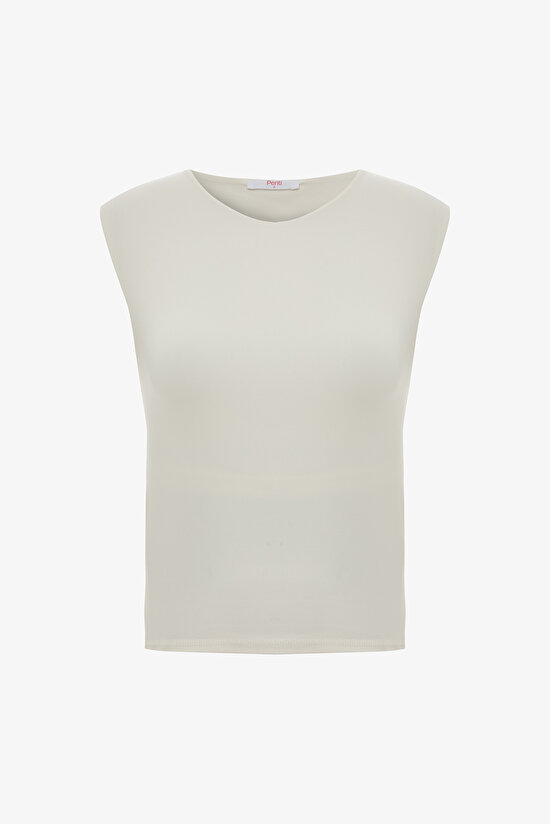 White Flatlock Seam Detailed Active Top - 1