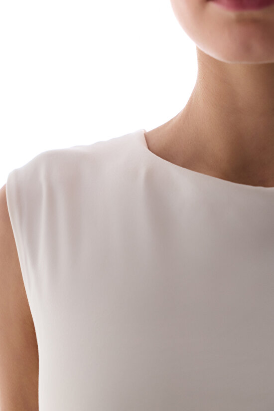 White Flatlock Seam Detailed Active Top - 5