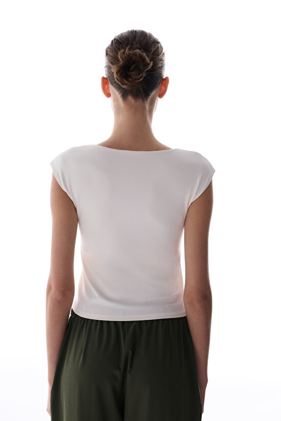 White Flatlock Seam Detailed Active Top - 6