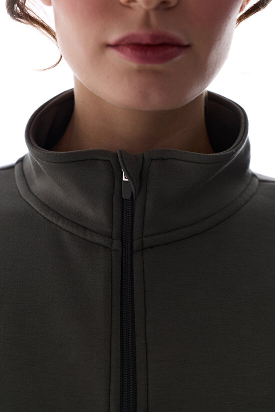 Khaki Silky Feel Color Block Sweatshirt - 4