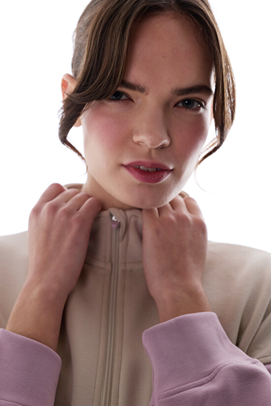 Light Lilac Silky Feel Color Block Sweatshirt - 3