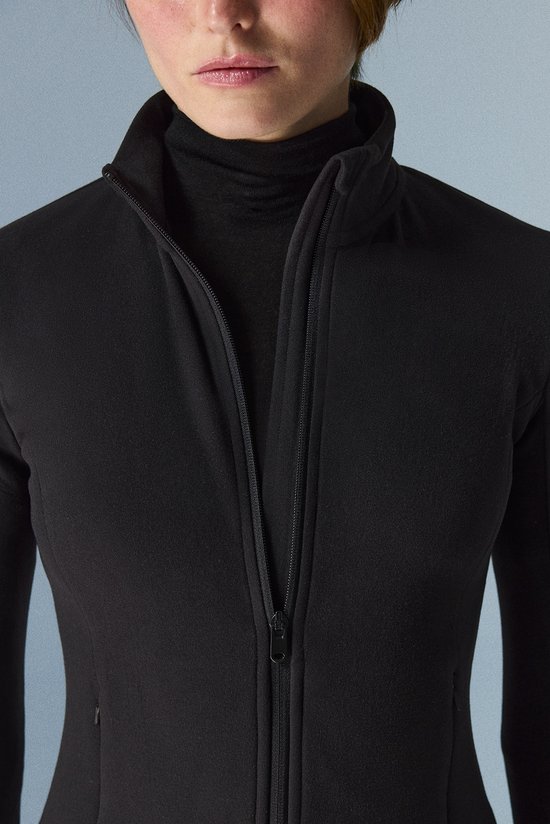 Black Warm Sports Zipped Long Sleeve Jacket - 2