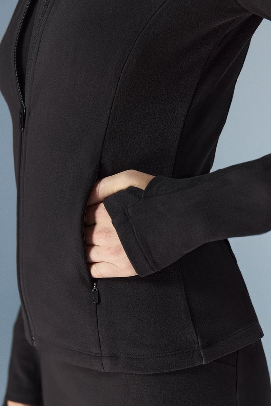 Black Warm Sports Zipped Long Sleeve Jacket - 3