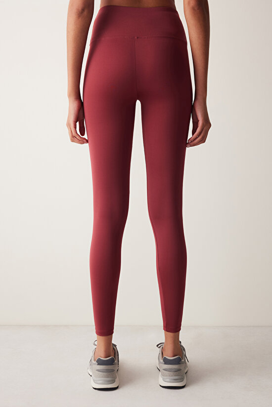 Kırmızı Smooth Feel Yüksek Bel Bilek Boy Tayt - 5