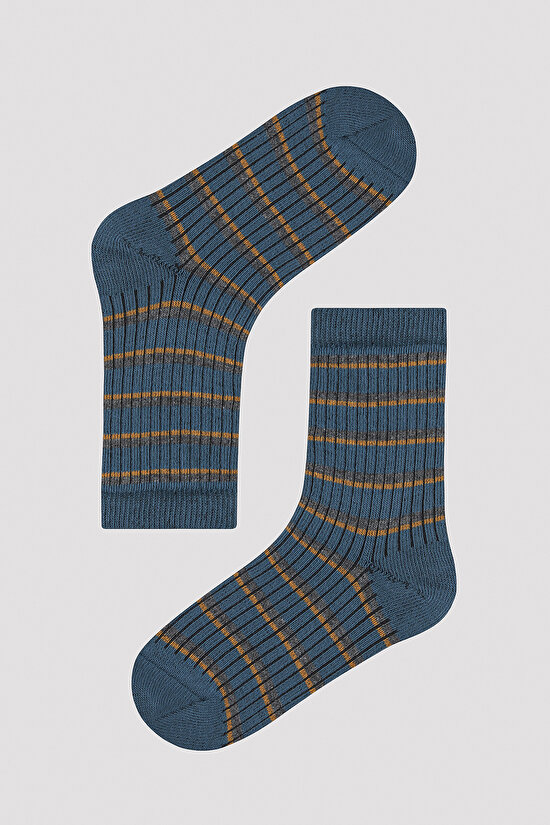 Erkek Çocuk Basic Çizgili 4 lü Soket Çorap - 2