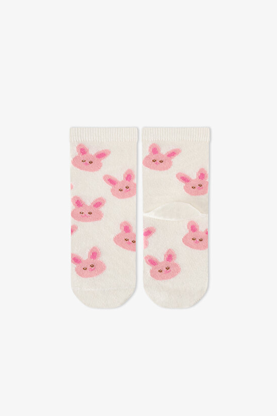 Girls' Pink Kindly Friends Animal Print Cotton 4 Pack Ankle Socks - 2