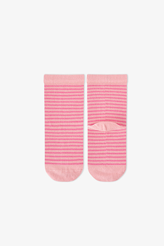 Girls' Pink Kindly Friends Animal Print Cotton 4 Pack Ankle Socks - 3
