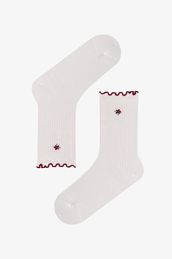 Marshmallow Frilled Floral Ditsy Floral Cotton 2 Pack Ankle Socks - 2