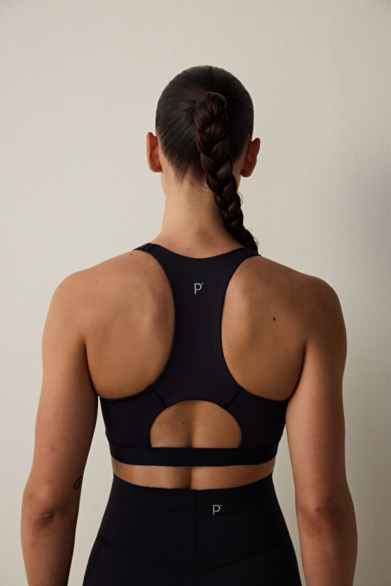 Siyah Yüksek Destekli Fermuarlı Premium Spor Sütyeni Siyah Yüksek Destekli Fermuarlı Premium Spor Sütyeni - 8