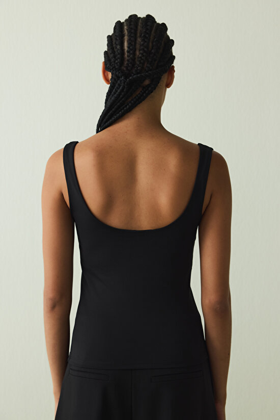 Black Square Neck Thick Strap Covered Bustier - 11