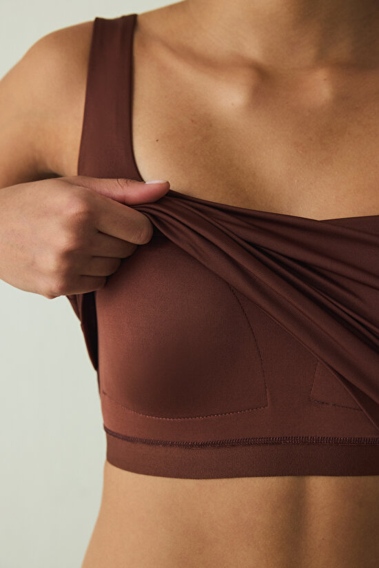 Cappuccino Square Neck Thick Strap Covered Bustier - 3