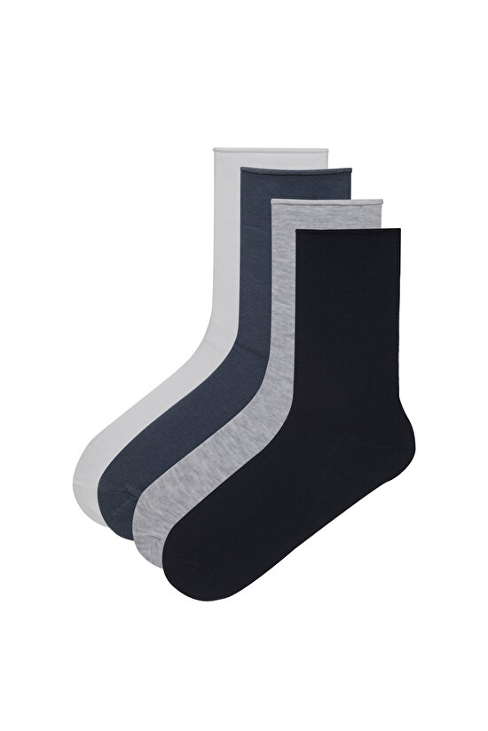 Simple 4lü Mavi Soket Çorap - 1