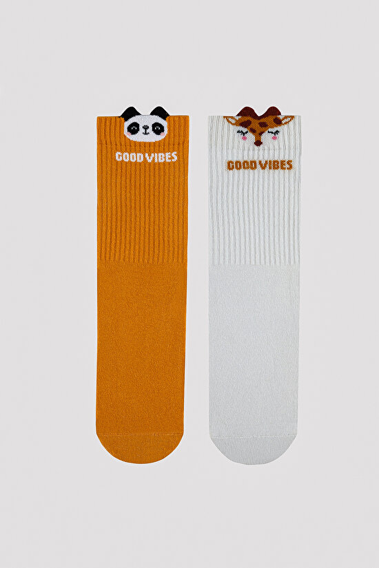 Panda Desenli 2li Soket Çorap - 1