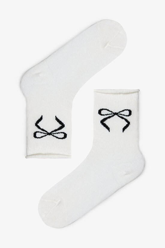 Love Bows Kız Çocuk Fiyonklu Pamuklu 4'lü Soket Çorap - 1