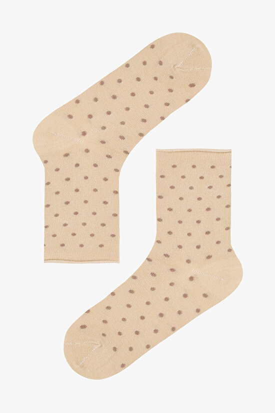 Kahve Bej Relax Dotted 5li Soket Çorap - 4