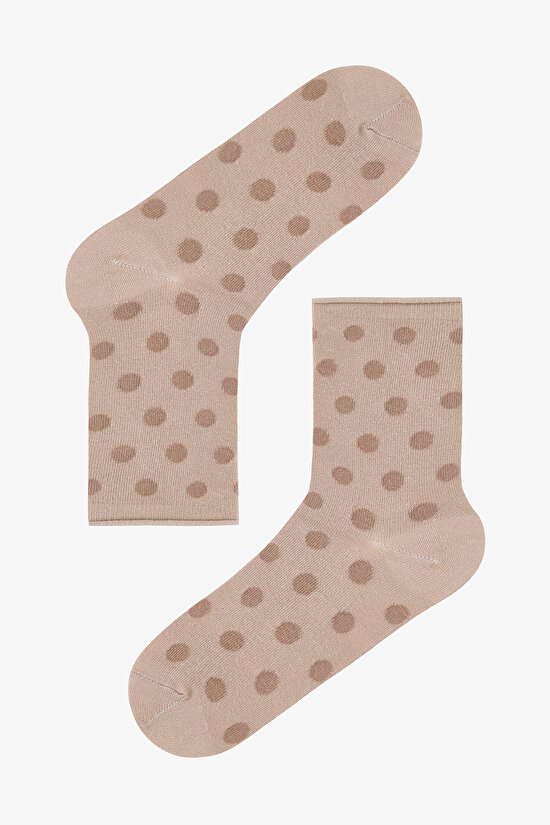 Kahve Bej Relax Dotted 5li Soket Çorap - 5