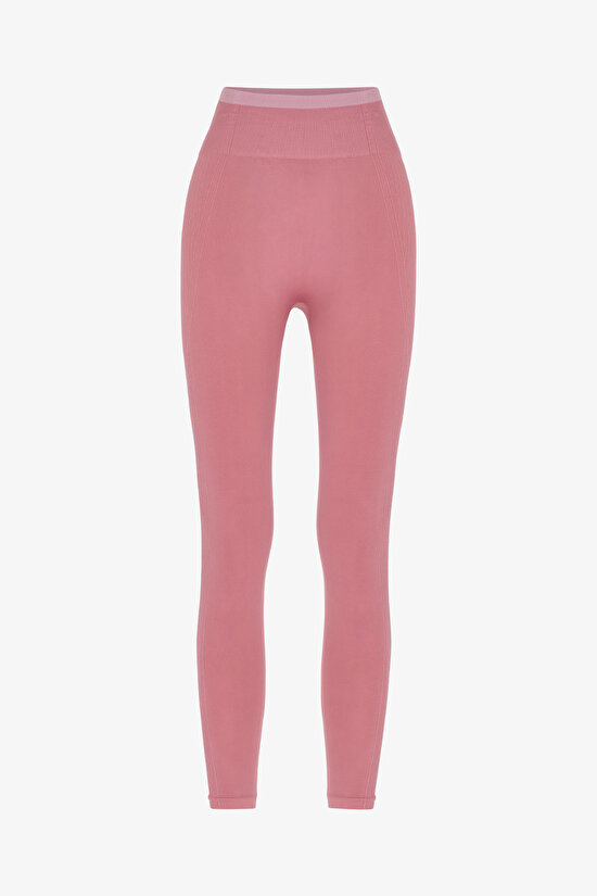 Pembe Çizgili Dikişsiz Seamless Tayt - 2