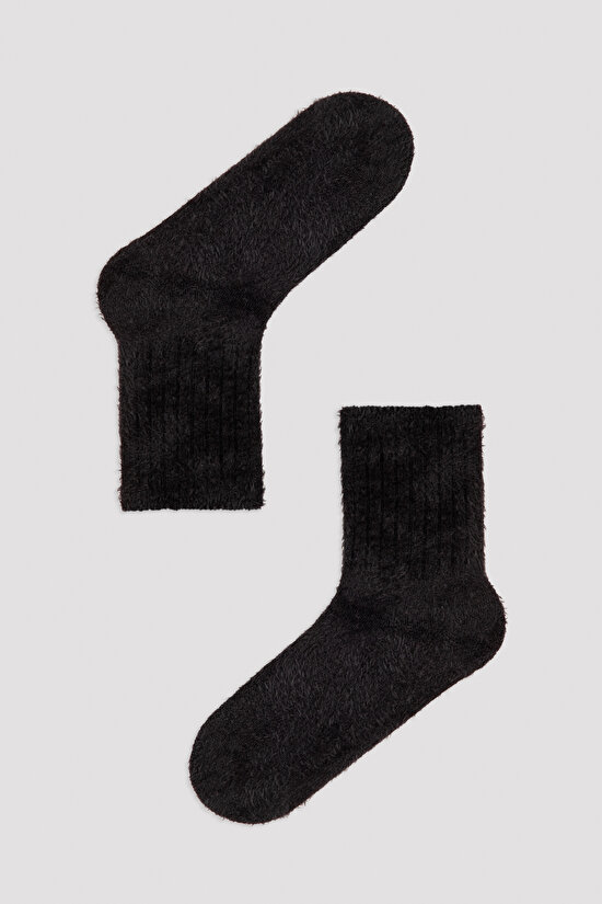 Siyah Puffy Soket Çorap - 1