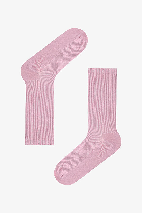 5 Çift Pamuklu Ribli Renkli Soket Çorap - 3