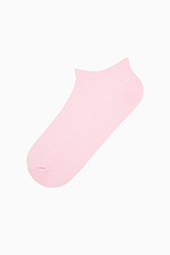 5 Çift Pamuklu Renkli Ribli Patik Çorap - 3