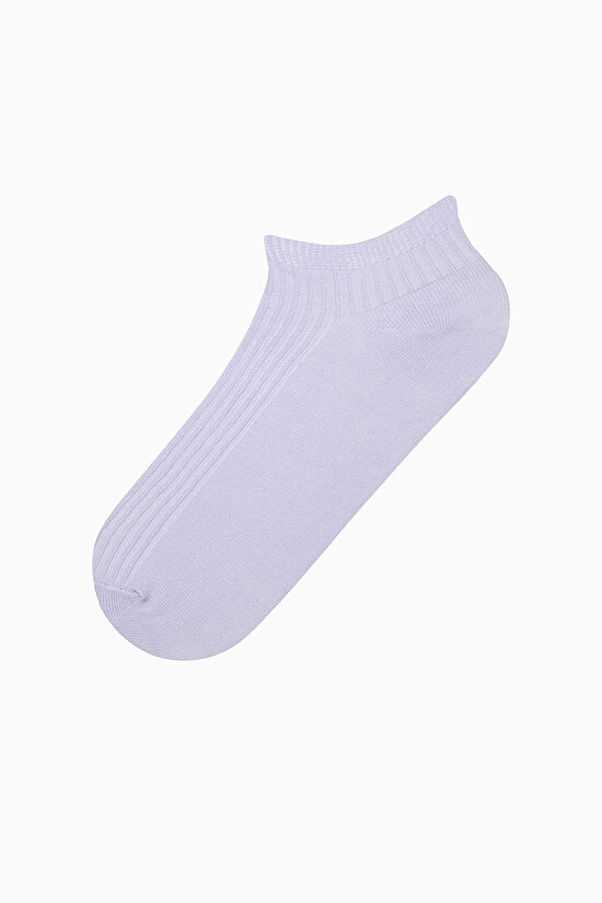 5 Çift Pamuklu Renkli Ribli Patik Çorap - 6