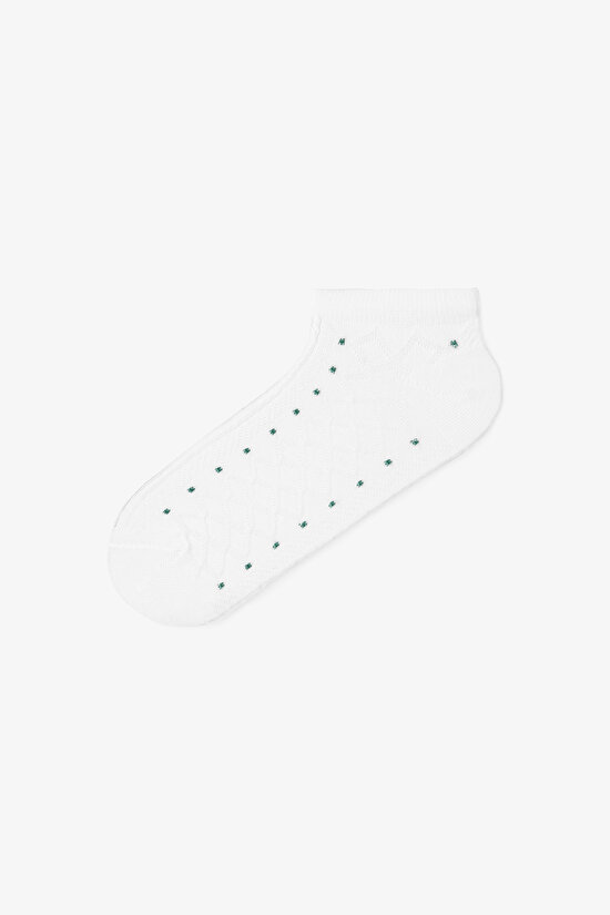 5 Çift Pamuklu Kendinden Desenli Puantiyeli Patik Çorap - 5