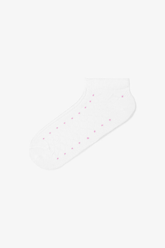 5 Çift Pamuklu Kendinden Desenli Puantiyeli Patik Çorap - 6