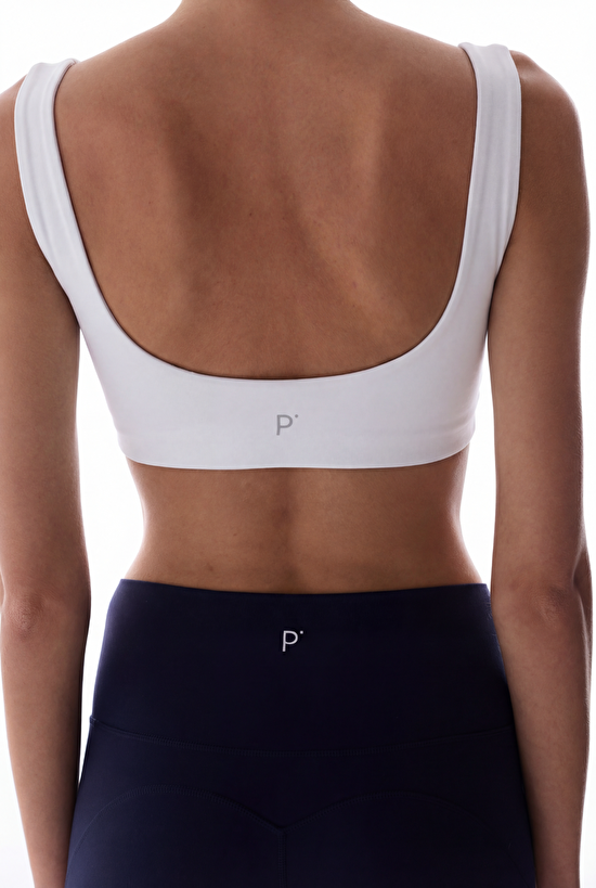 Beyaz Kare Yaka Spor Sütyeni - 5