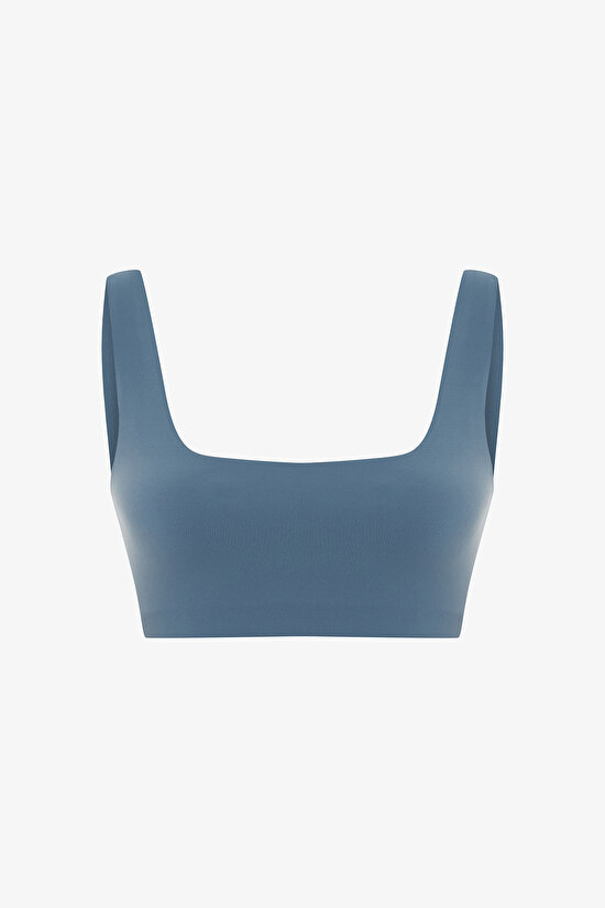 Koyu Mavi Kare Yaka Spor Sütyeni - 6