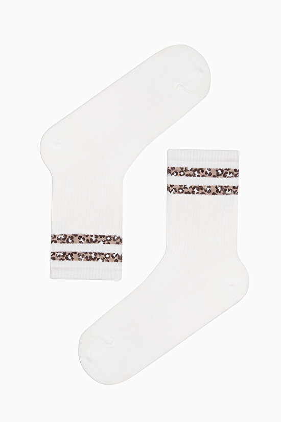 Leopard Stripe Tennis 2in1 Socket Socks - 3