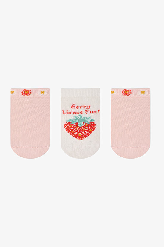 Pembe Kız Çocuk Berrylicious Fun 3 'lü Patik Çorap - 1