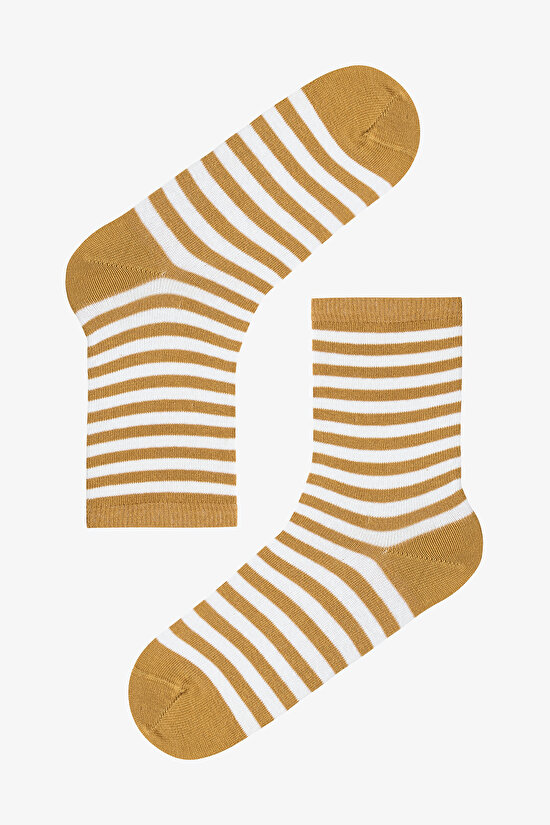 5 Çift Pamuklu Karışık Çizgi Desenli Soket Çorap - 3