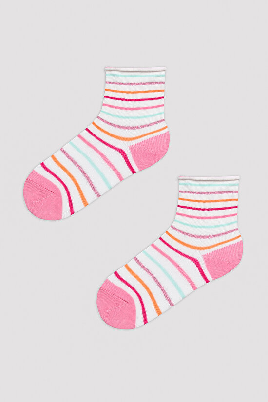 Kız Çocuk Strawberry Bej 3lü Soket Çorap - 2