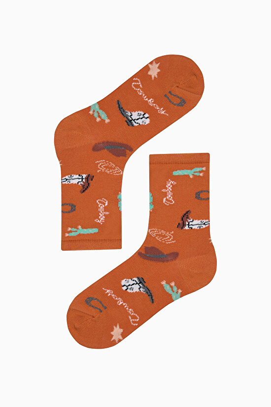 Erkek Çocuk Cowboy Çok Renkli 3lü Soket Çorap - 3